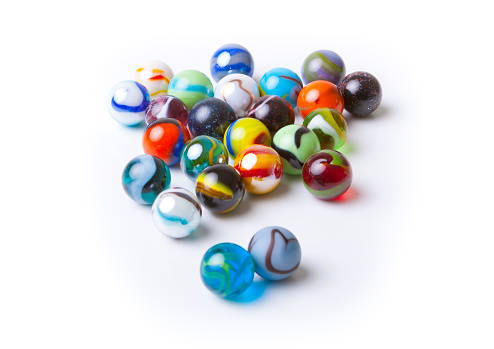 A collection of marbles - which are choking hazards to small children